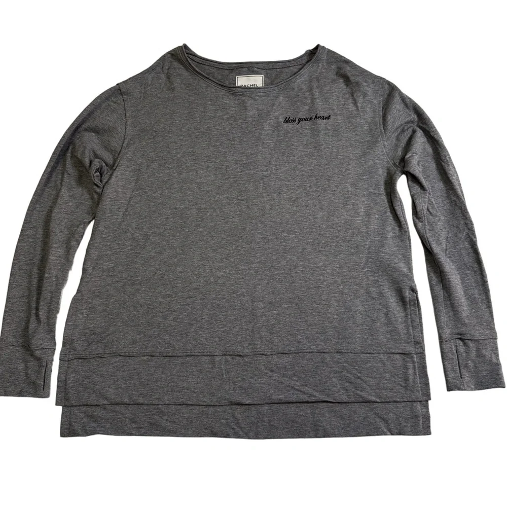 Rachel Hollis Bless Your Heart Grey Long Sleeve Shirt Size XXS Oversized NWOT - Picture 12 of 13